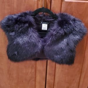 Biscotti Black Faux Fur Shrug - Size 14